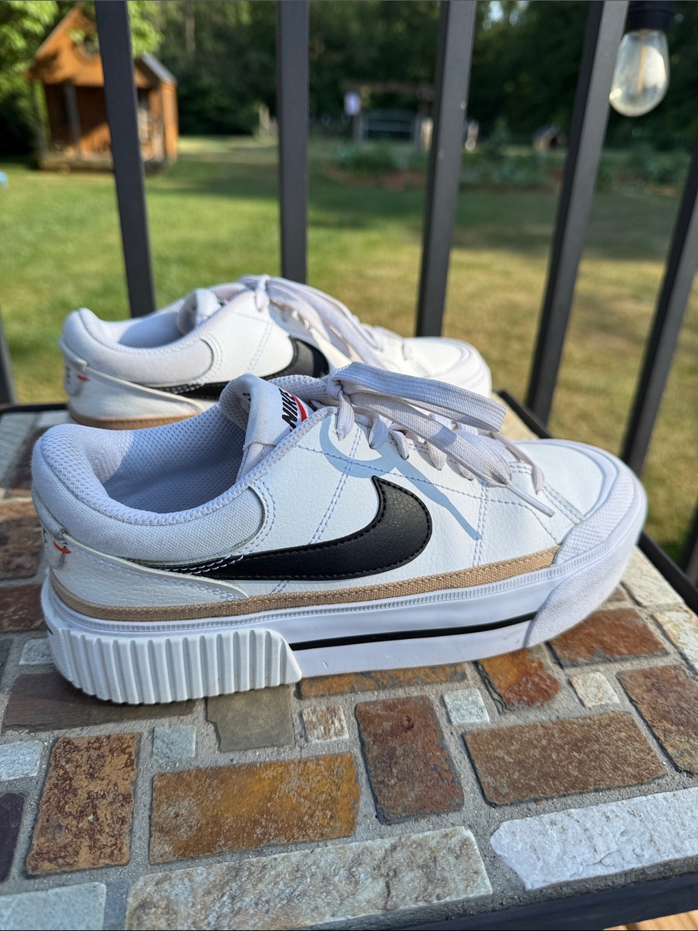 Nike White Black & Beige Platform Sneakers